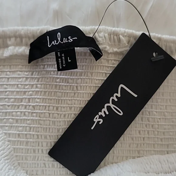 Lulus Sunny Baby White Smocked Tiered High-Waisted Midi Skirt - Large | NWT - Picture 6 of 7